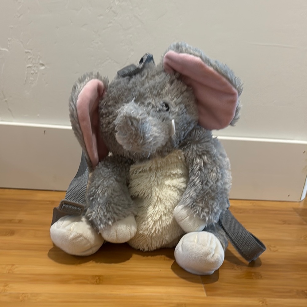 Gray Elephant Plush Backpack